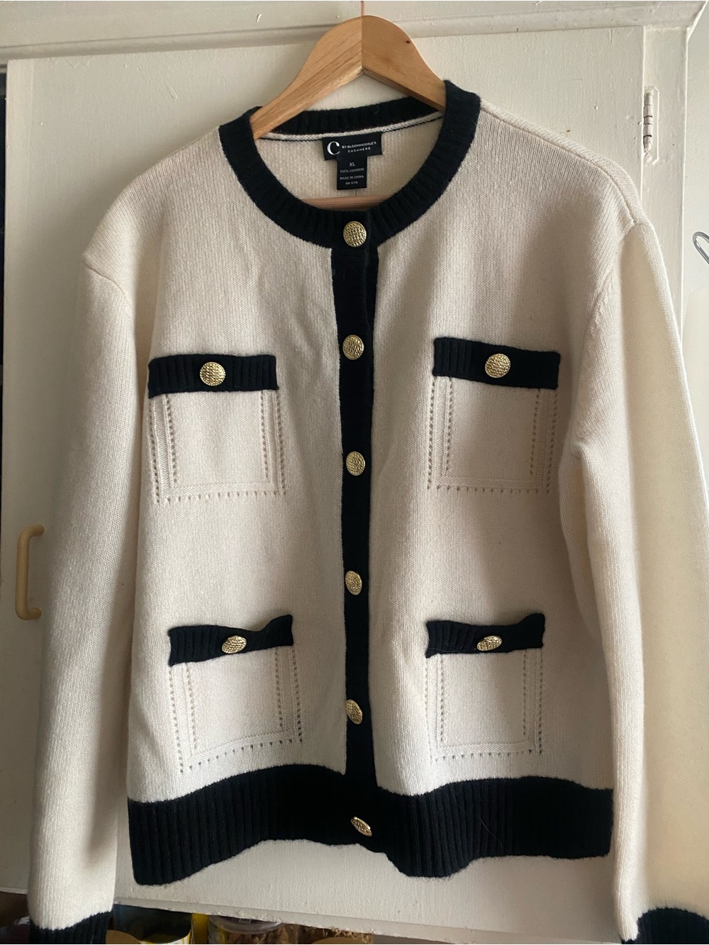 C by Bloomingdales cashmere cardigan Chanel style XL